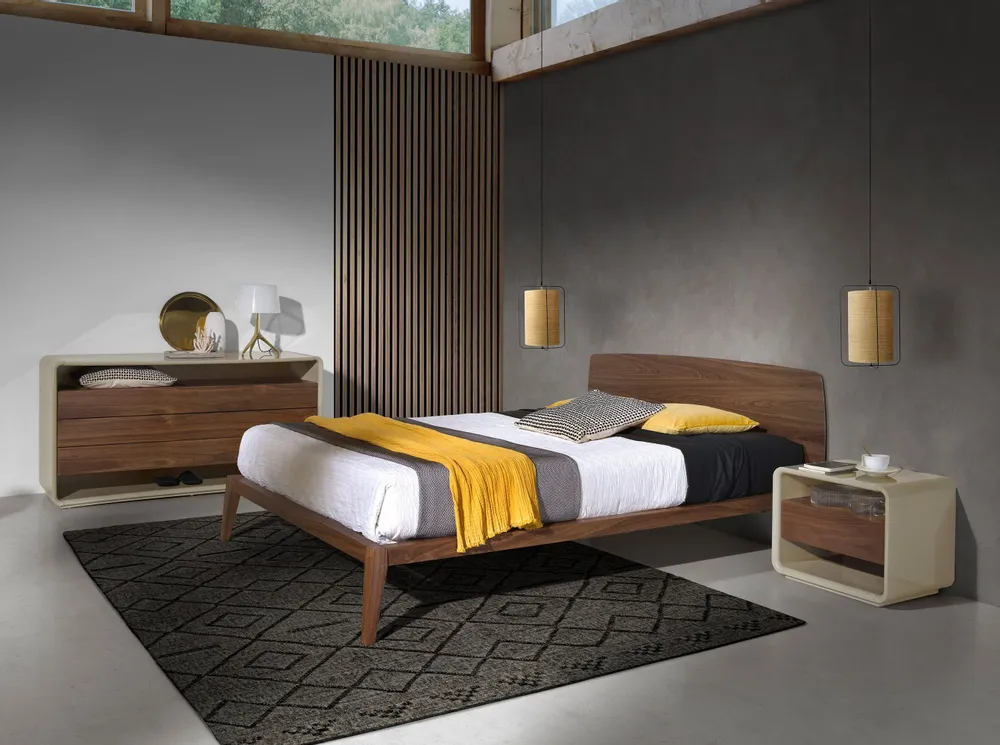 Tables de nuit - Table de chevet en bois laqué et noyer - ANGEL CERDÁ