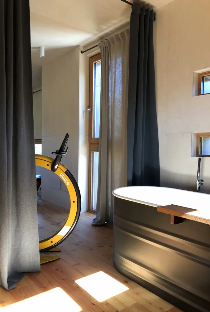 Gym and fitness equipment for hospitalities & contracts - Ciclotte exercise-bike in carbon fibre, steel and wood - CICLOTTE