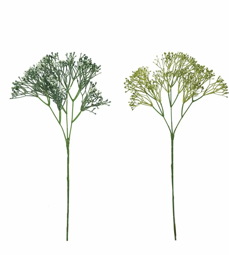 Floral decoration - Artificial gypsophila branch – Two green tones - LIGNE DÉCO