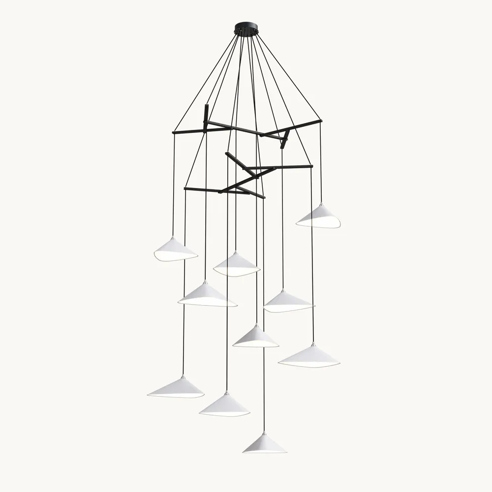 Hanging lights - Emily V10 – Multi-Light Chandelier for Lobbies & High Ceilings - MOSS OBJECTS