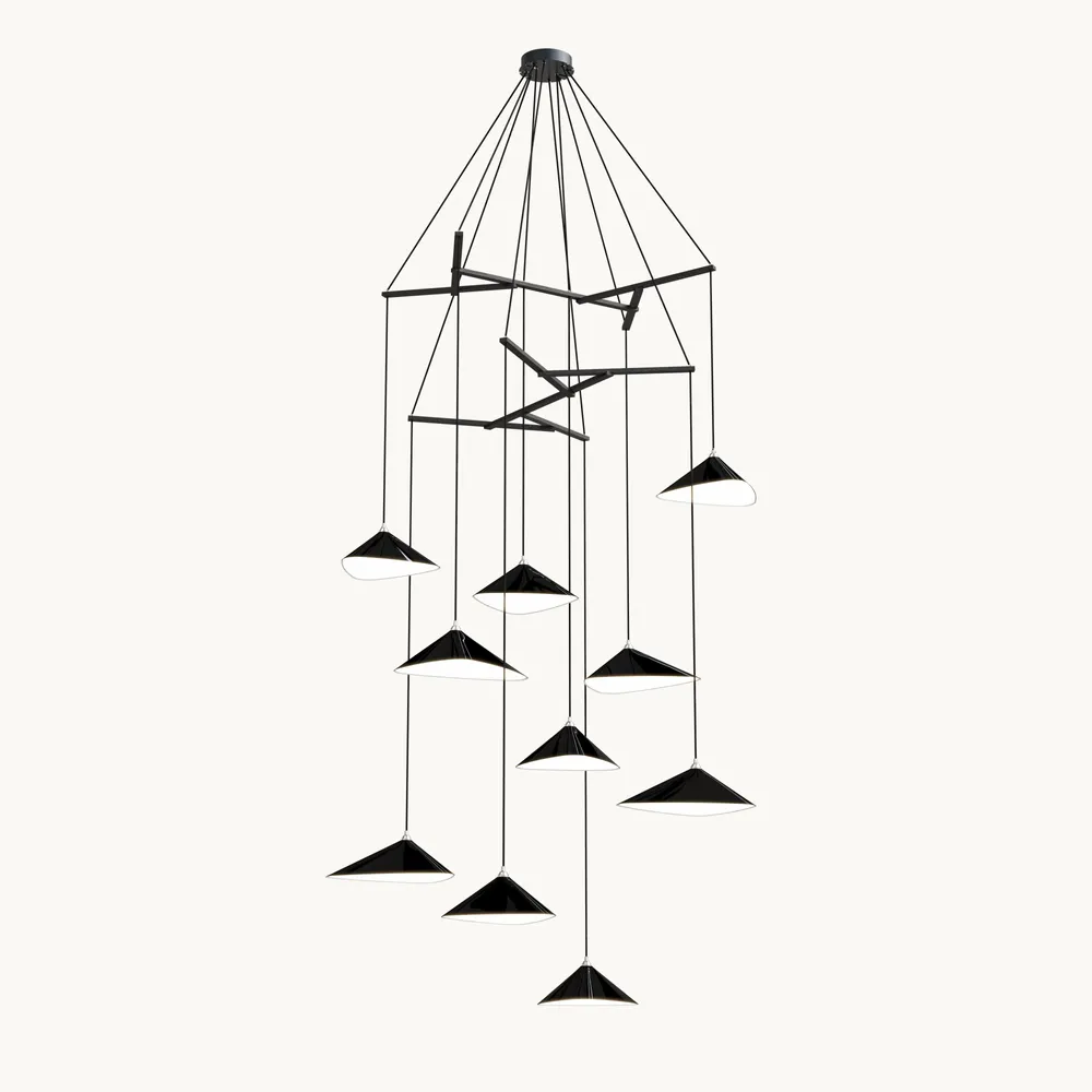 Hanging lights - Emily V10 – Multi-Light Chandelier for Lobbies & High Ceilings - MOSS OBJECTS
