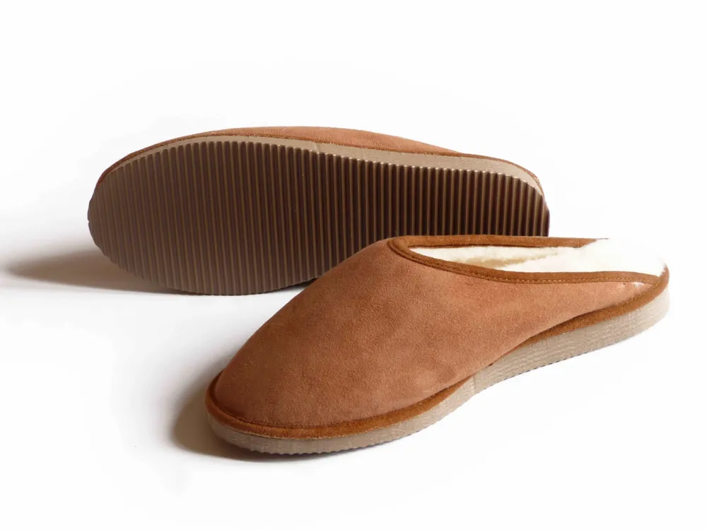 Shoes - Men's Camel Sheepskin Mules - DGRANDIOSE ARTICLES EN MOUTON