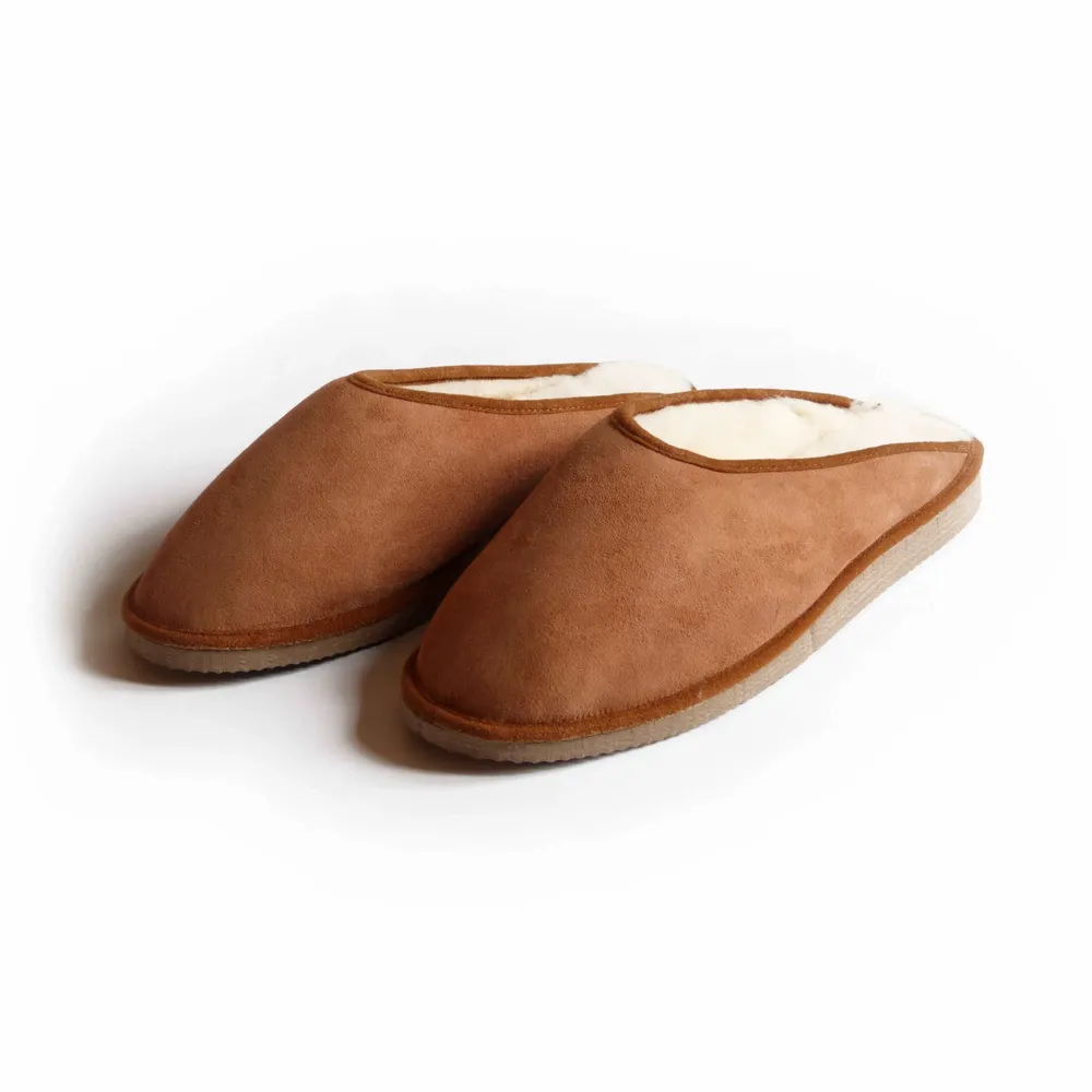 Shoes - Men's Camel Sheepskin Mules - DGRANDIOSE ARTICLES EN MOUTON