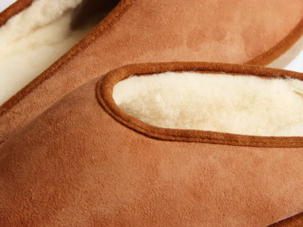 Shoes - Men's Camel Sheepskin Mules - DGRANDIOSE ARTICLES EN MOUTON