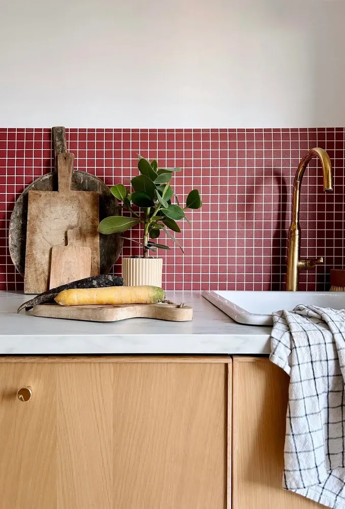 Wallpaper - Wallpaper 10/10 - burgundy - BILBOQUET DÉCO