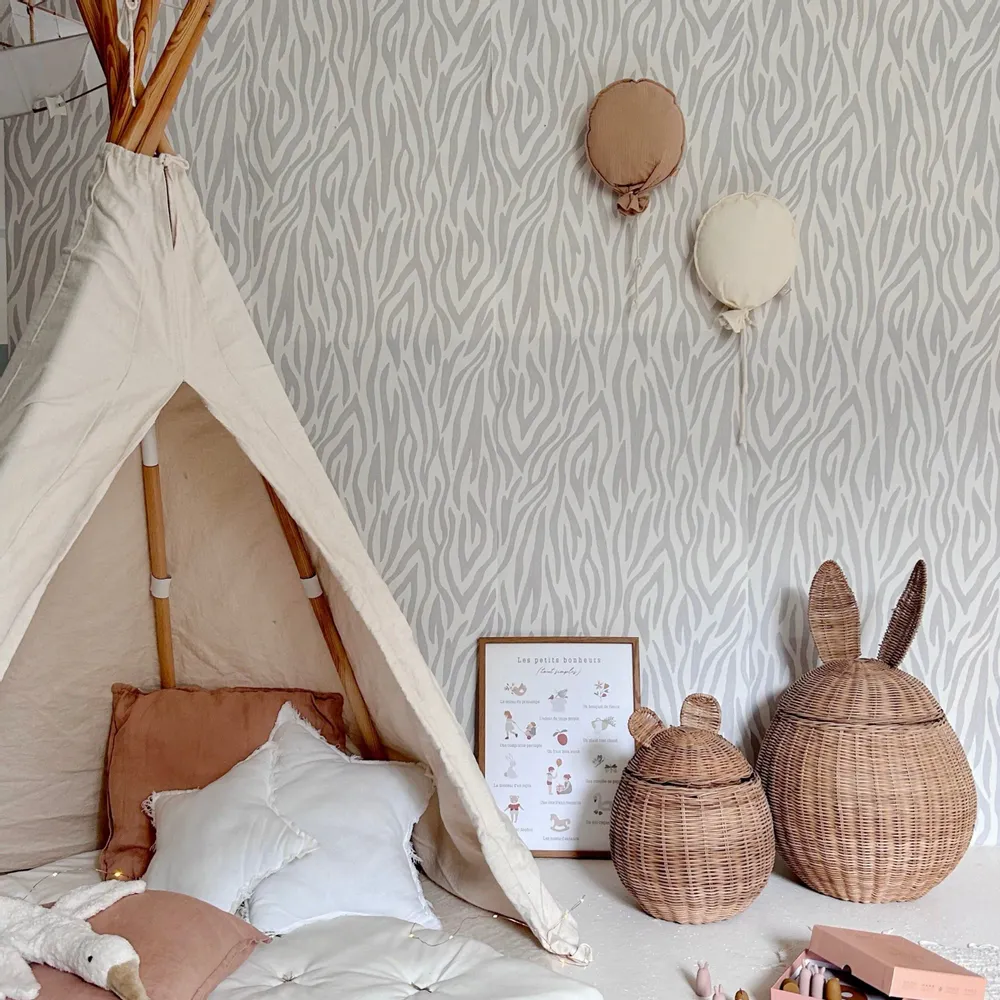 Papiers peints - Papier Peint Safari - Gris - BILBOQUET DÉCO