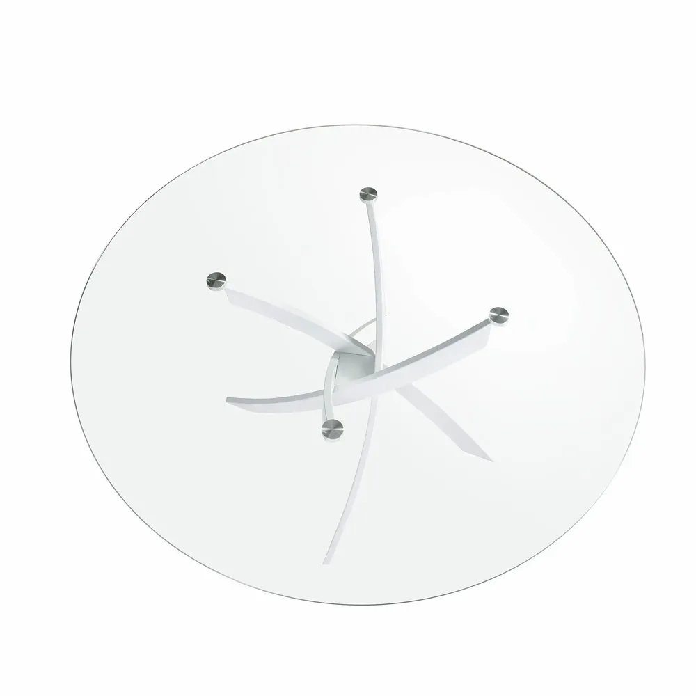 Tables Salle à Manger - Table à manger ronde verre trempé et acier blanc - ANGEL CERDÁ