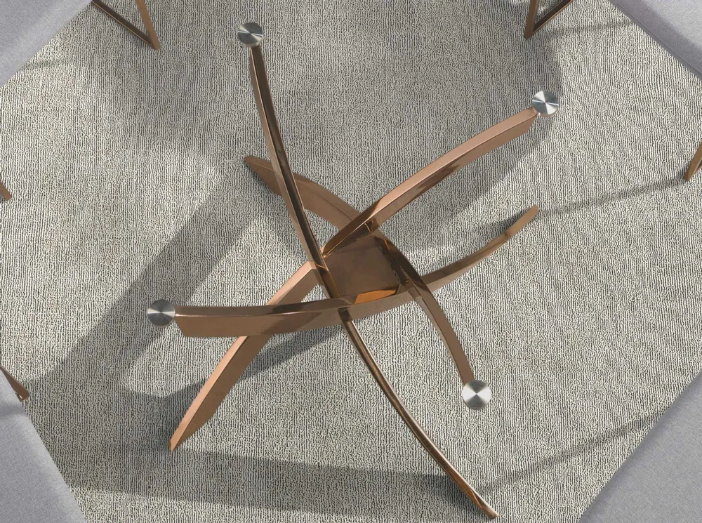 Tables Salle à Manger - Table de salle à manger ronde en verre trempé et acier rose - ANGEL CERDÁ