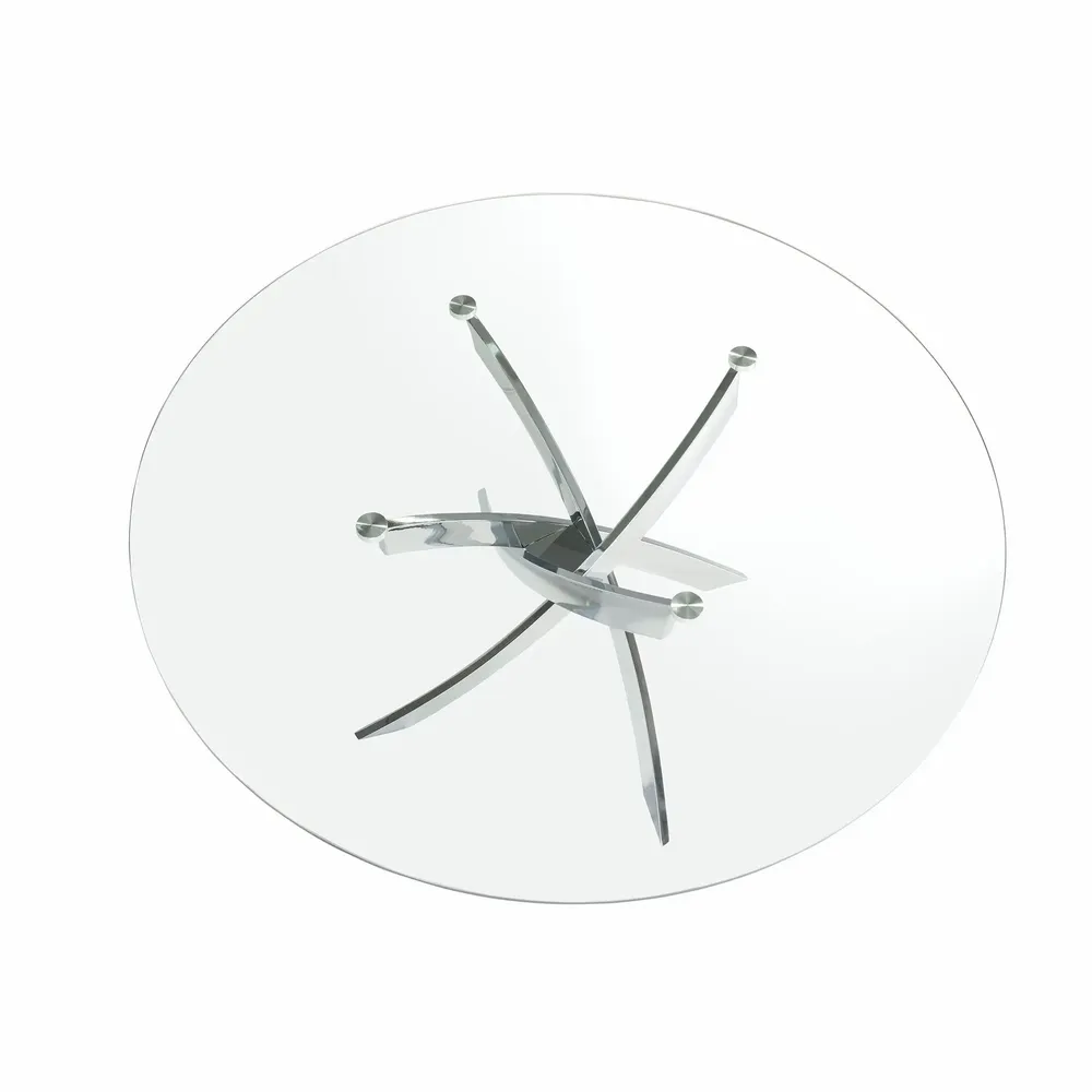 Tables Salle à Manger - Table à manger ronde verre trempé et acier chromé - ANGEL CERDÁ