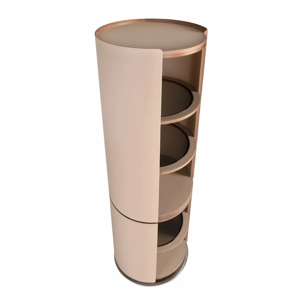 Office furniture and storage - Walnut and mink leatherette shelf - ANGEL CERDÁ