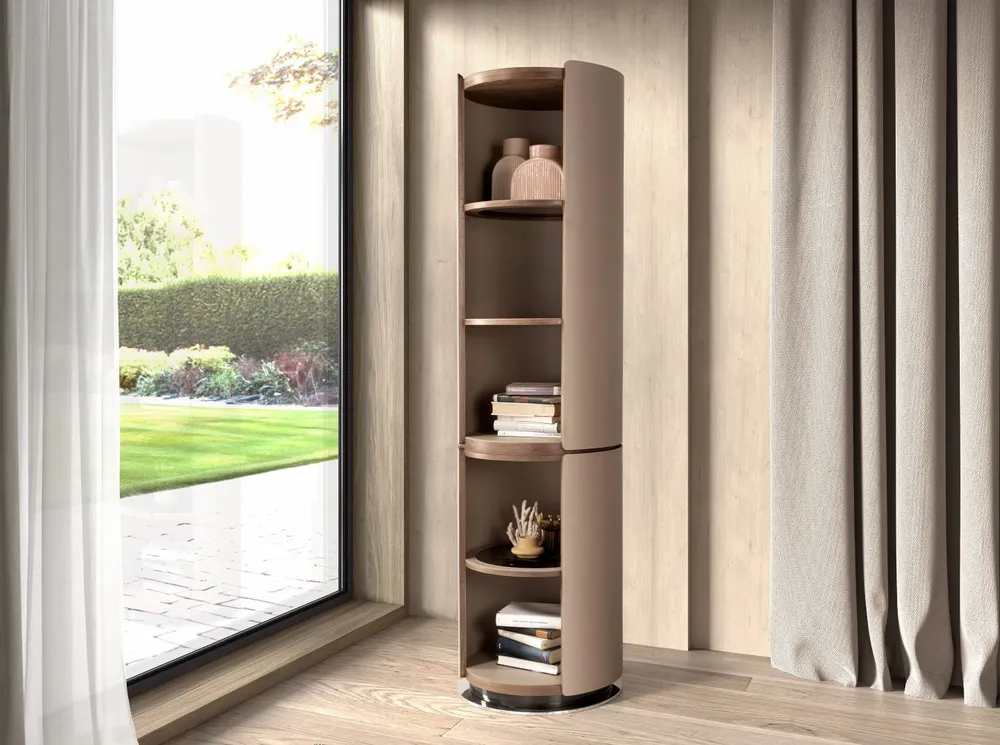 Office furniture and storage - Walnut and mink leatherette shelf - ANGEL CERDÁ