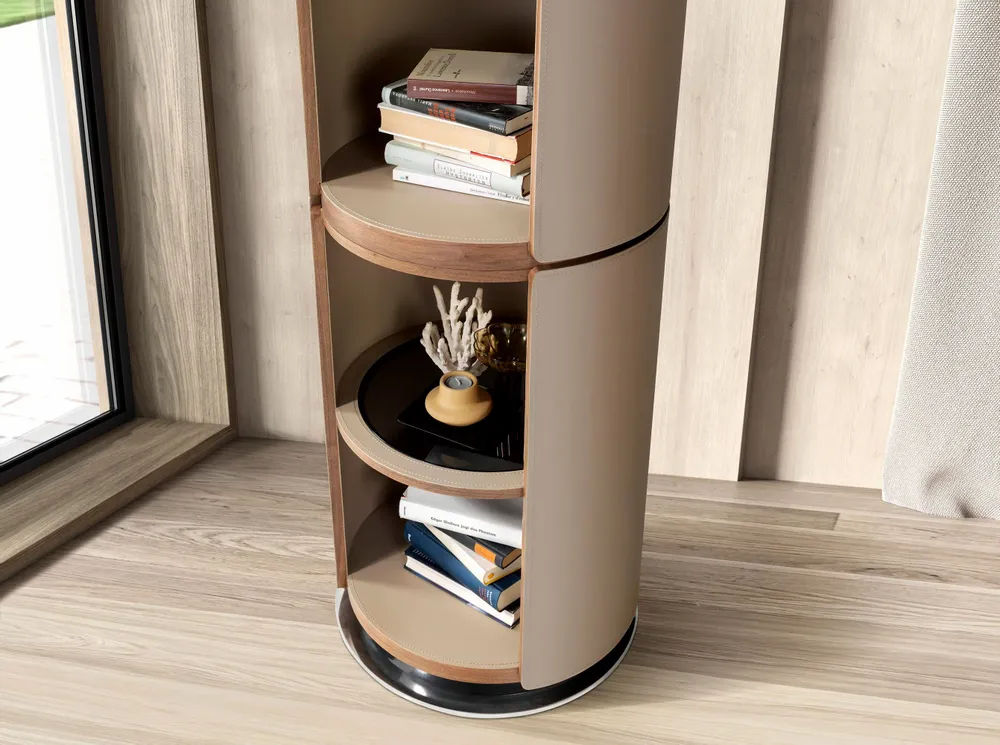 Office furniture and storage - Walnut and mink leatherette shelf - ANGEL CERDÁ