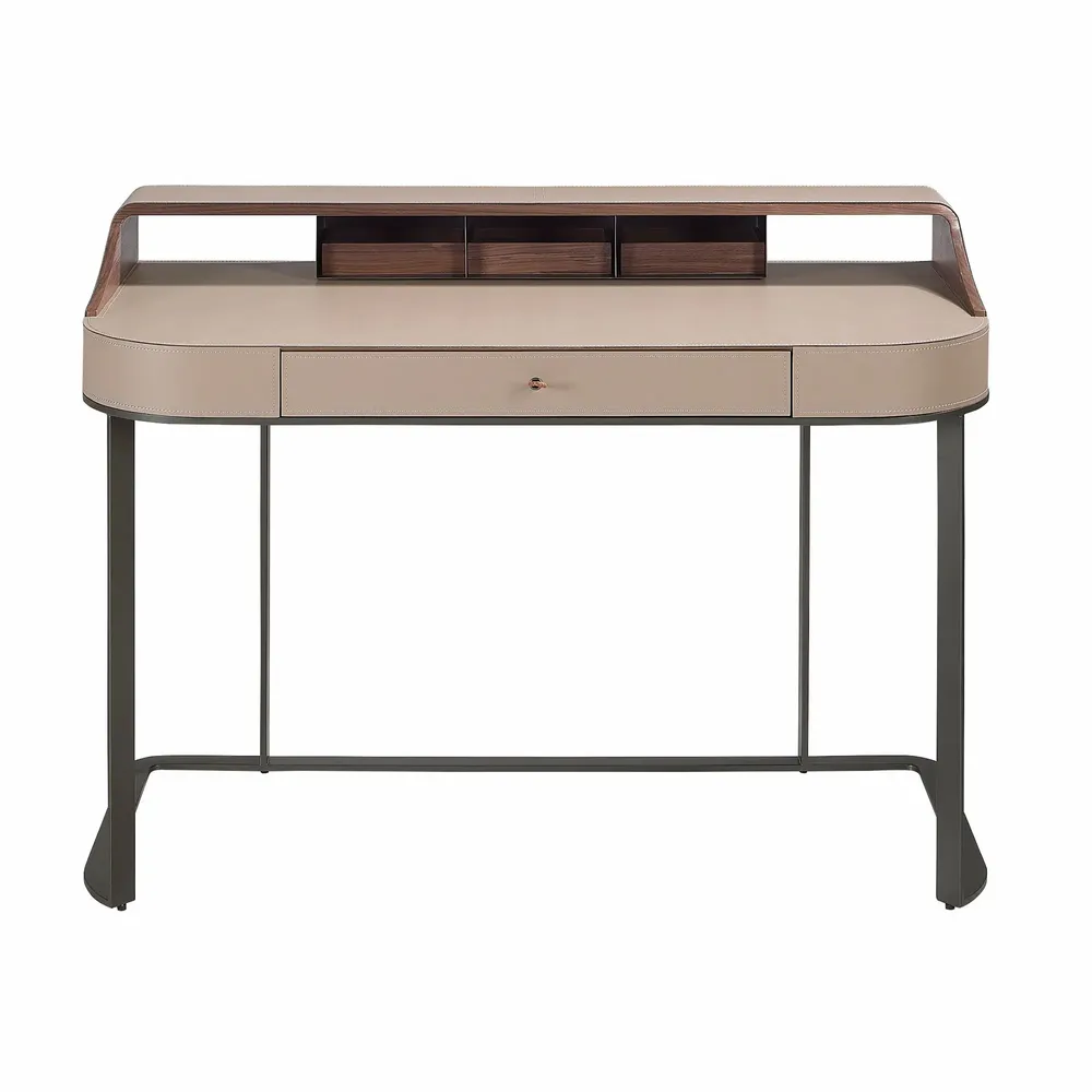 Office furniture and storage - Desktop dressing table leatherette, walnut and gray steel - ANGEL CERDÁ