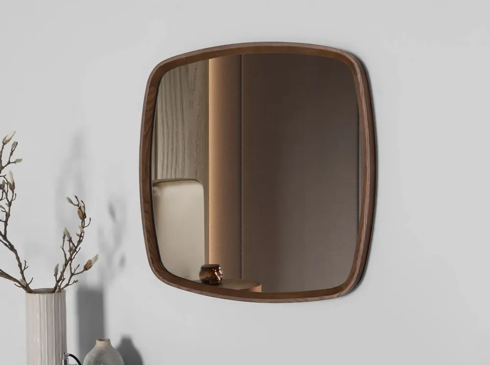 Miroirs - Miroir mural carré en noyer - ANGEL CERDÁ