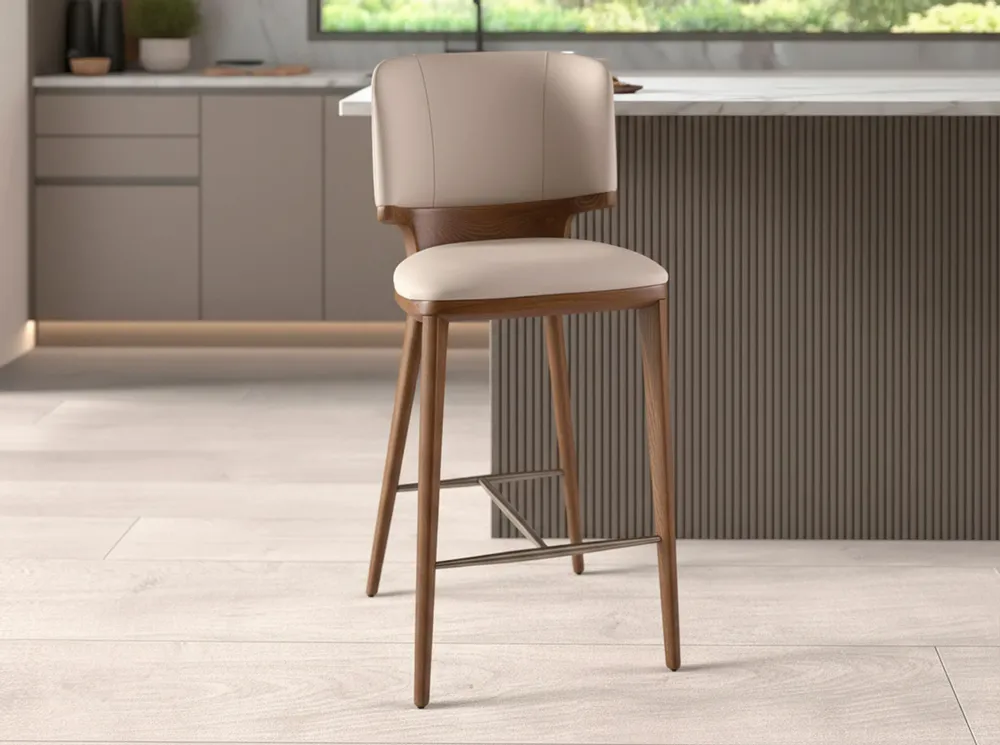 Stools - Cream leatherette stool - ANGEL CERDÁ