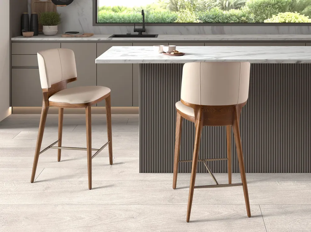 Stools - Cream leatherette stool - ANGEL CERDÁ