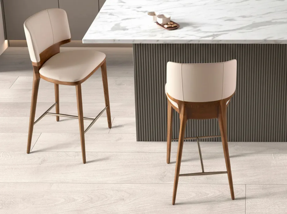 Stools - Cream leatherette stool - ANGEL CERDÁ