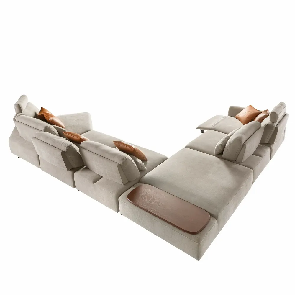 Canapés - Canapé chaise longue relax modulable gauche tissu sable - ANGEL CERDÁ