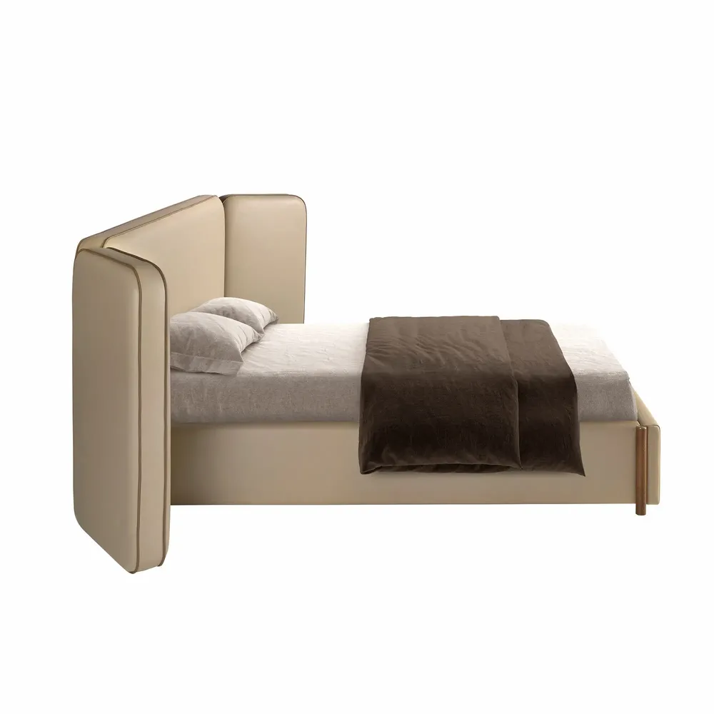 Beds - Faux leatherette bed in mink color - ANGEL CERDÁ