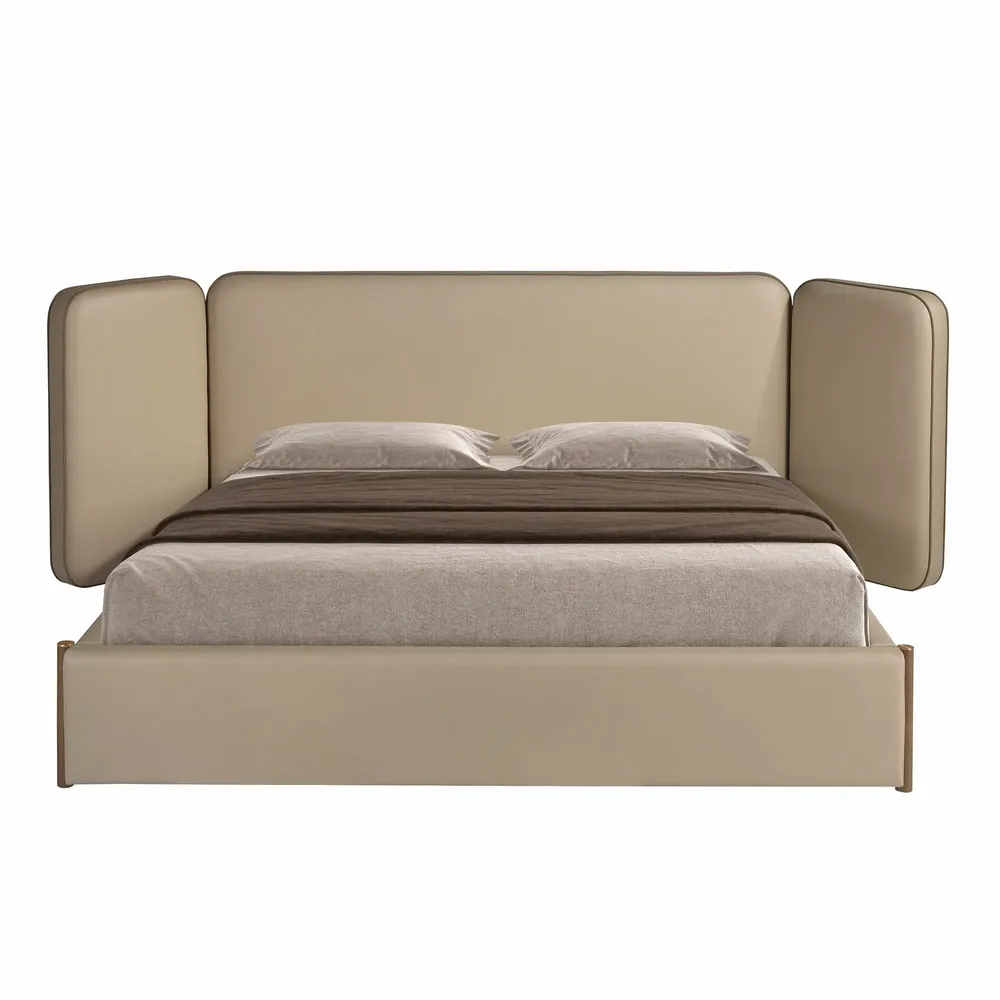Beds - Faux leatherette bed in mink color - ANGEL CERDÁ