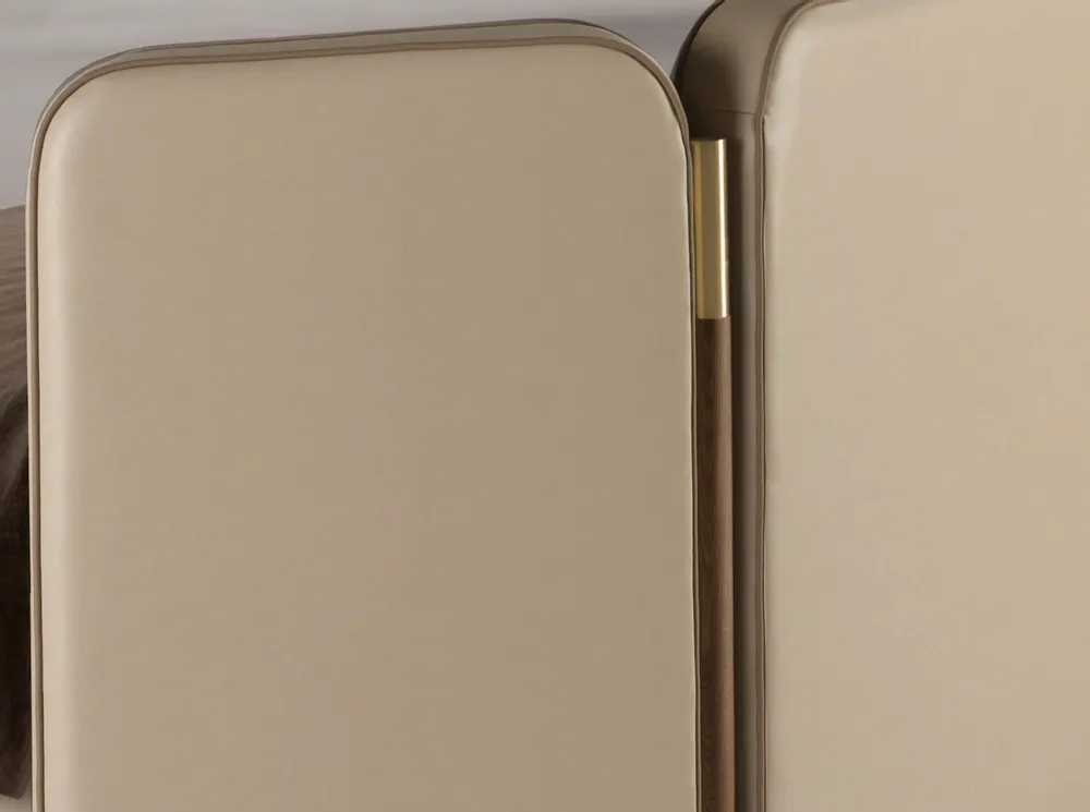 Beds - Faux leatherette bed in mink color - ANGEL CERDÁ