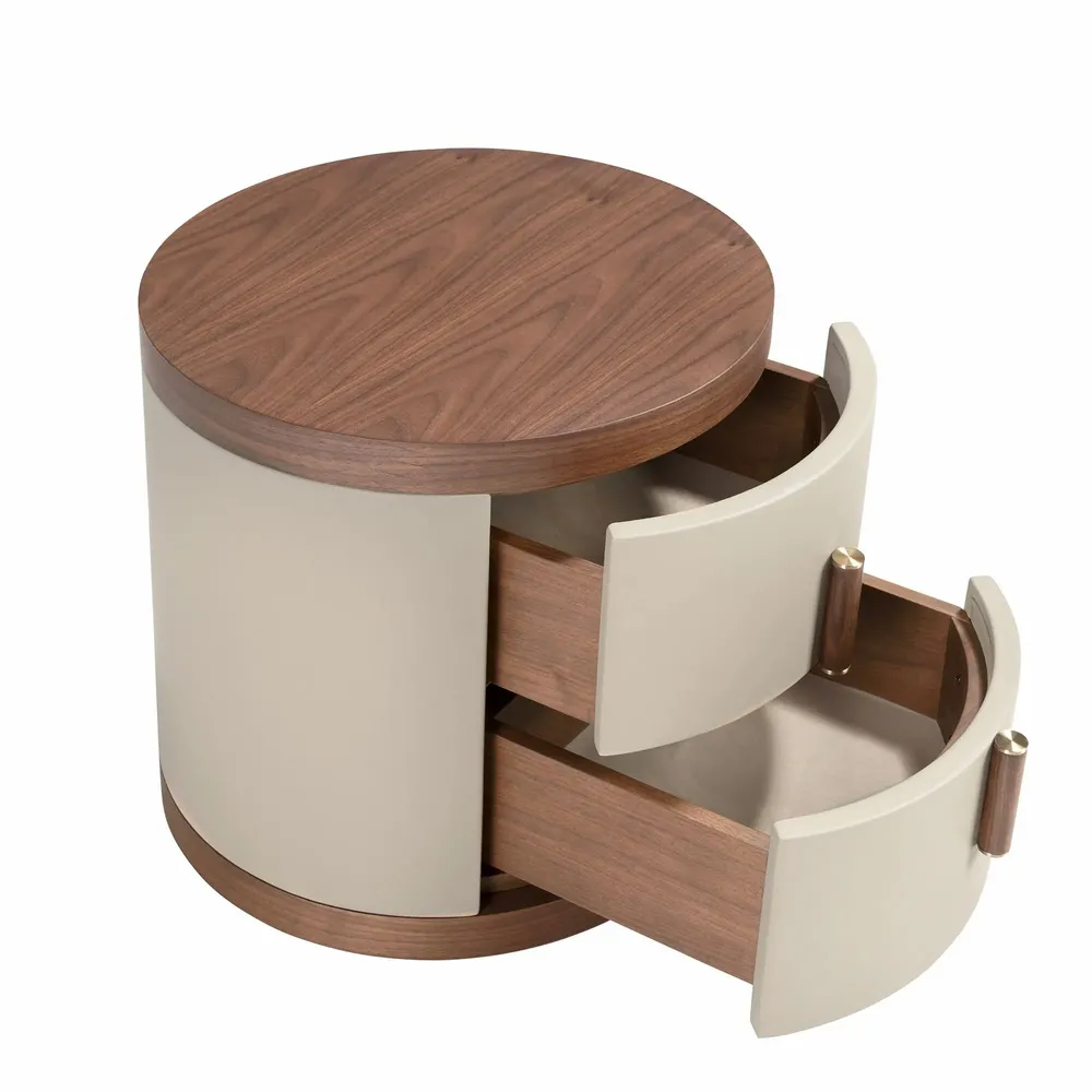 Tables de nuit - Table de chevet en simili cuir et noyer - ANGEL CERDÁ