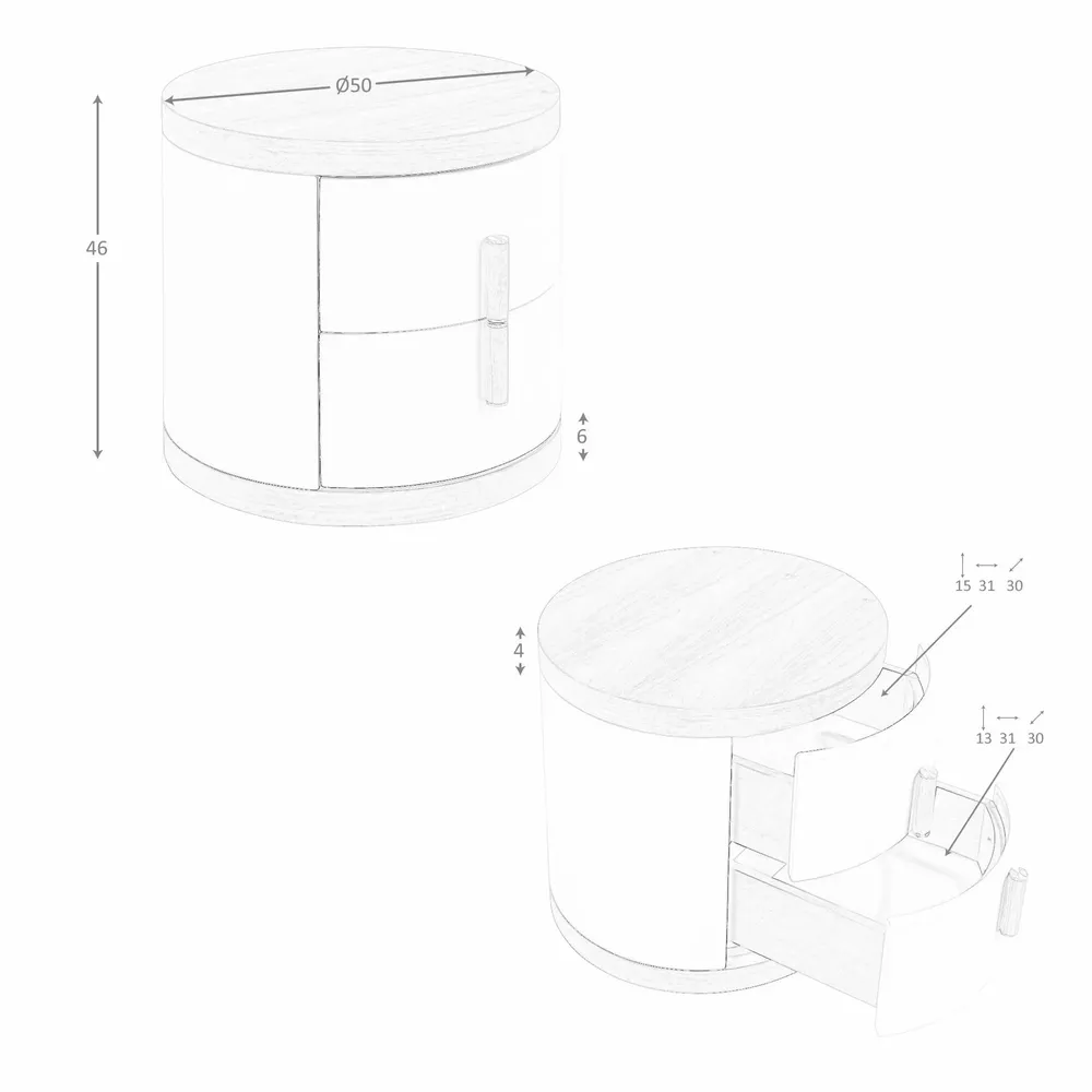 Tables de nuit - Table de chevet en simili cuir et noyer - ANGEL CERDÁ