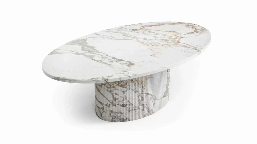 Dining Tables - Valleyra - Dining Tables - Calacatta Oro Marble - STONE VALLEY