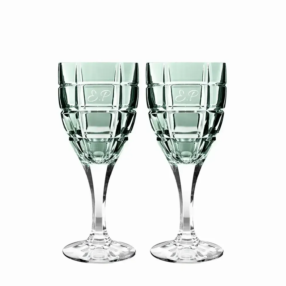Cristallerie - Vaso II Verres à vin en cristal modernes avec le motif des initiales - 2 pièces 300 ml - PEKALLA CRISTAL GLASS