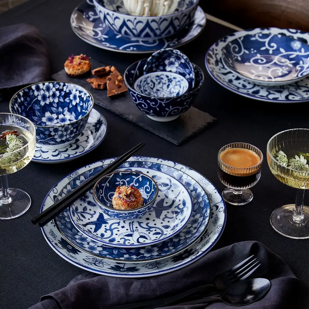 Assiettes au quotidien - Porcelaine bleu et blanc - TOKYO DESIGN STUDIO