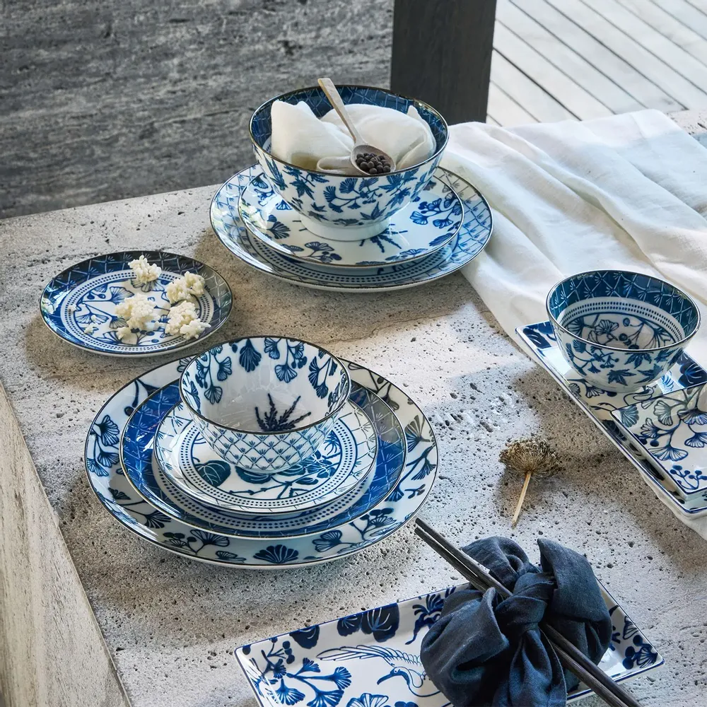 Assiettes au quotidien - Porcelaine bleu et blanc - TOKYO DESIGN STUDIO