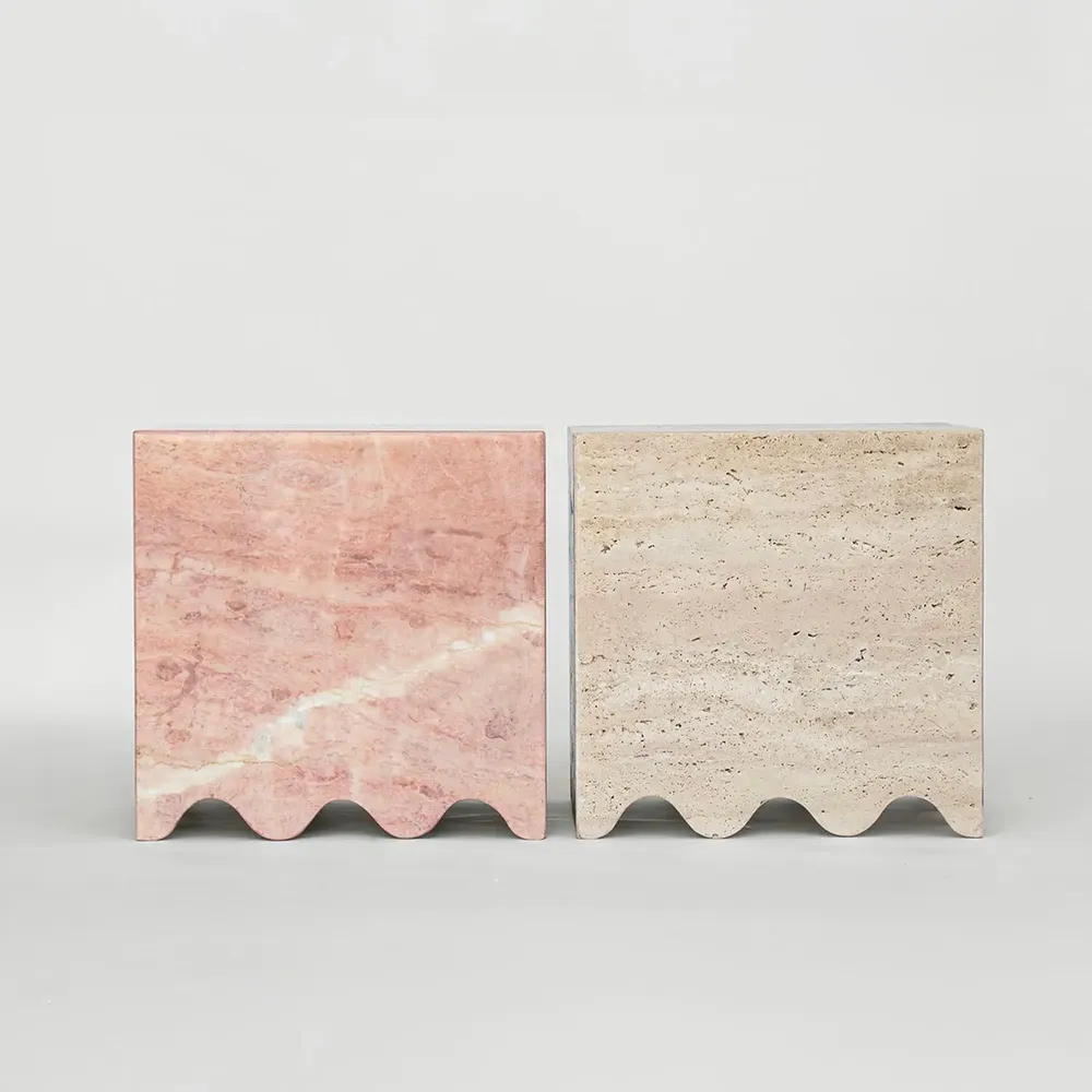 Tables basses - PINK MARBLE SIDE TABLE 'FLOW' - KIWANO CONCEPT