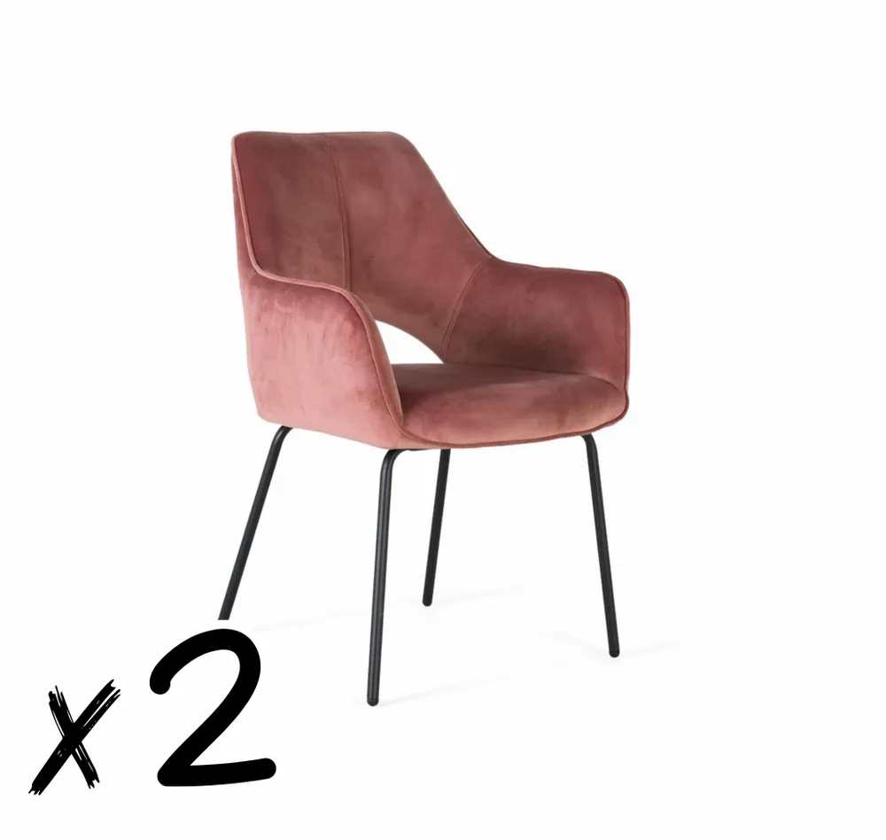 Chaises - Lot de 2 chaises en velours marron et métal - GINER Y COLOMER