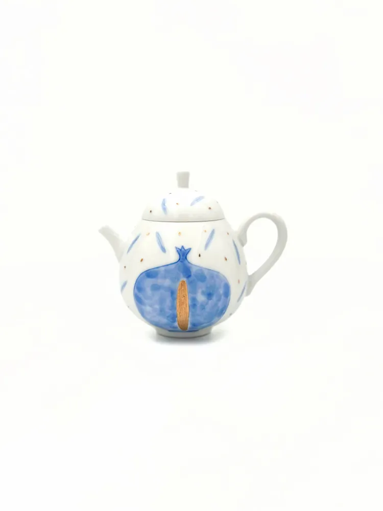 Mugs - Pomegranate Holiday Teapot - Celestial Blue - GLAZARA