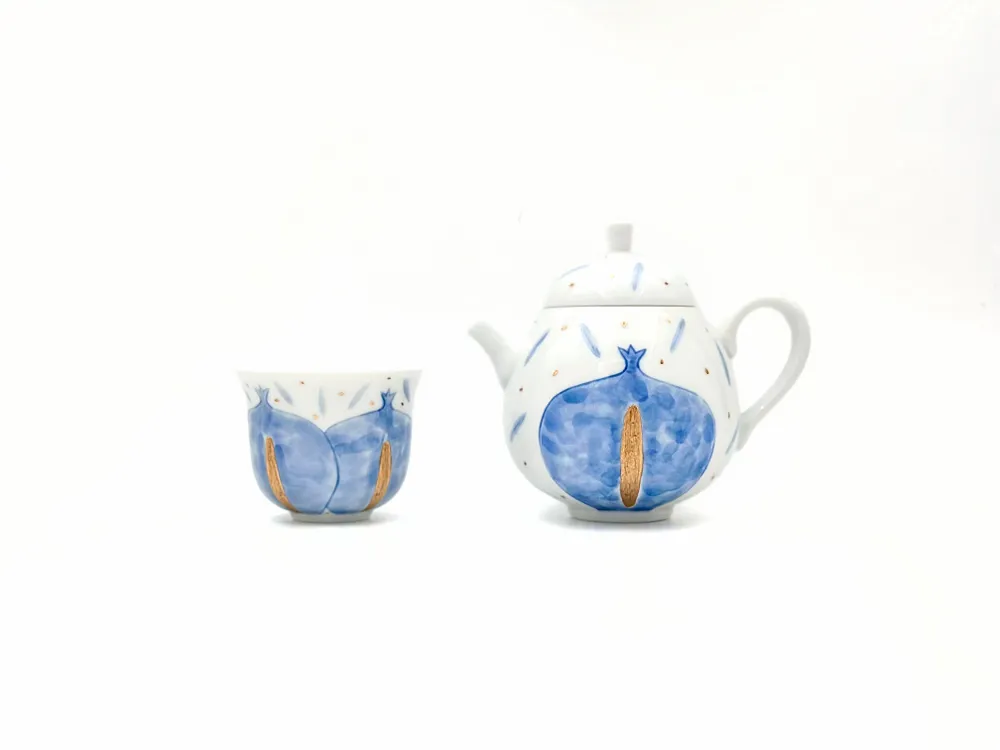 Mugs - Pomegranate Holiday Cup - Celestial Blue - GLAZARA
