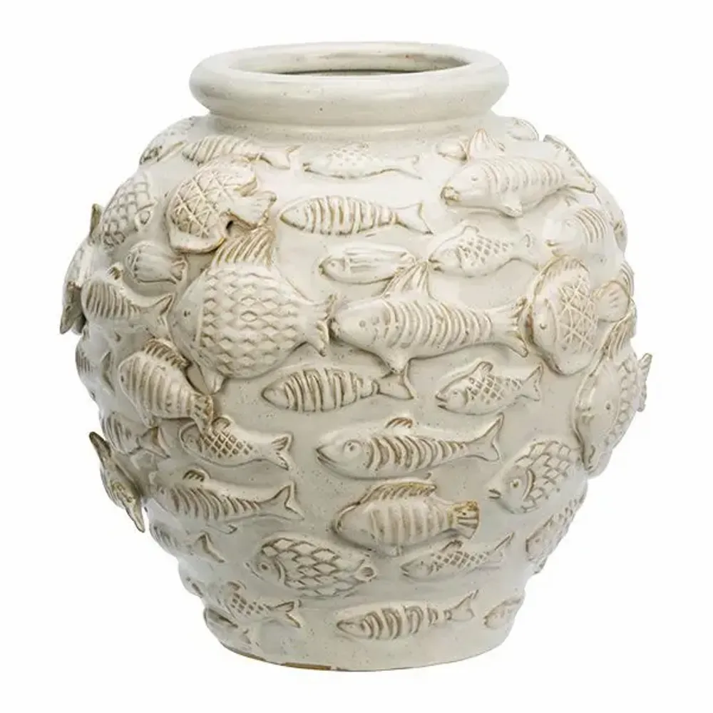 Vases - Stoneware vase with fishes - MADAM STOLTZ