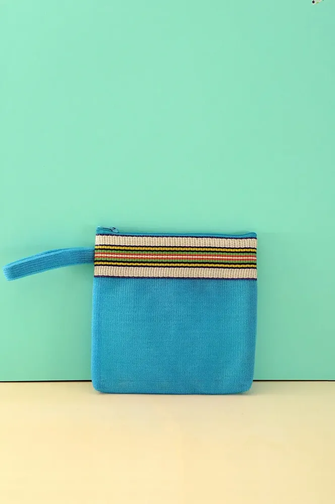 Clutches - BLUE Recycled Plastic Mesh Pouch - BAOBAB
