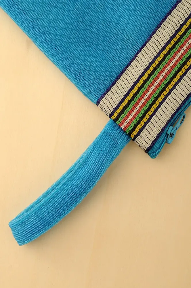 Clutches - BLUE Recycled Plastic Mesh Pouch - BAOBAB