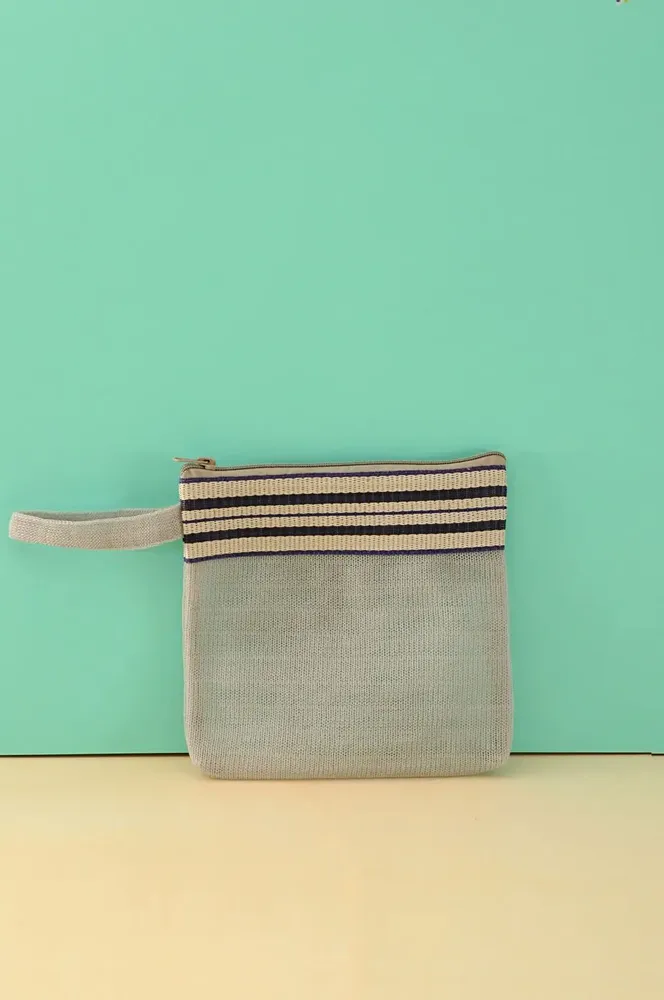 Clutches - Chic Grey Recycled Plastic Mesh Pouch - BAOBAB