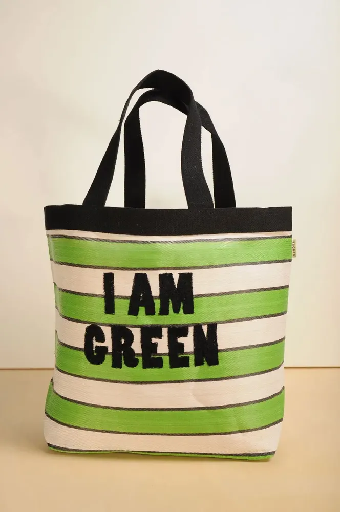 Bags and totes - Large nylon bag I AM GREEN Green - BAOBAB