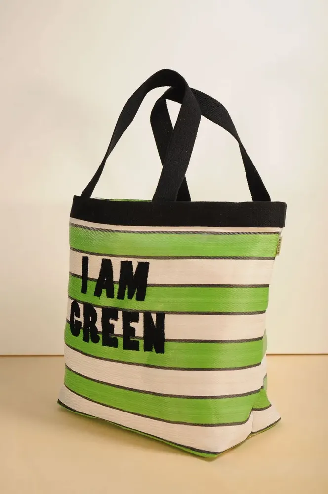 Bags and totes - Large nylon bag I AM GREEN Green - BAOBAB