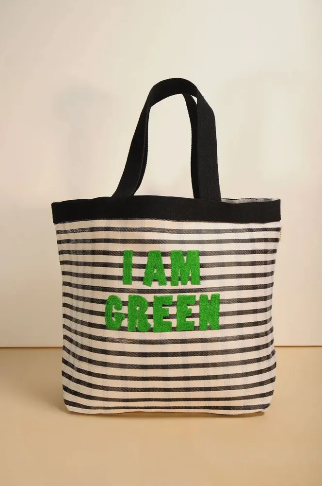 Bags and totes - Large black & white I AM GREEN bag - BAOBAB