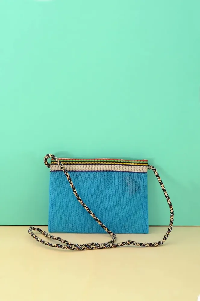 Clutches - Blue Recycled Plastic Mesh Crossbody Bag - BAOBAB