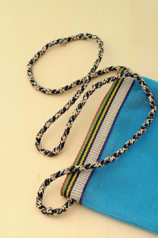 Clutches - Blue Recycled Plastic Mesh Crossbody Bag - BAOBAB
