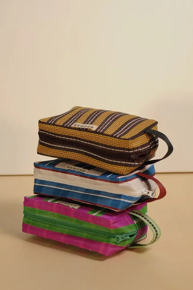 Clutches - Pink striped mesh pouch - BAOBAB