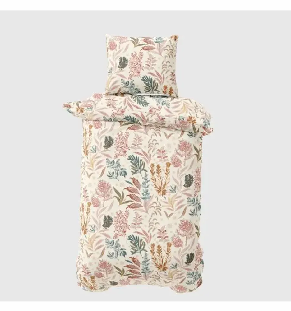 Bed linens - Single bed linen set, 100% Cotton Sateen, Coral Garden - DILIOS