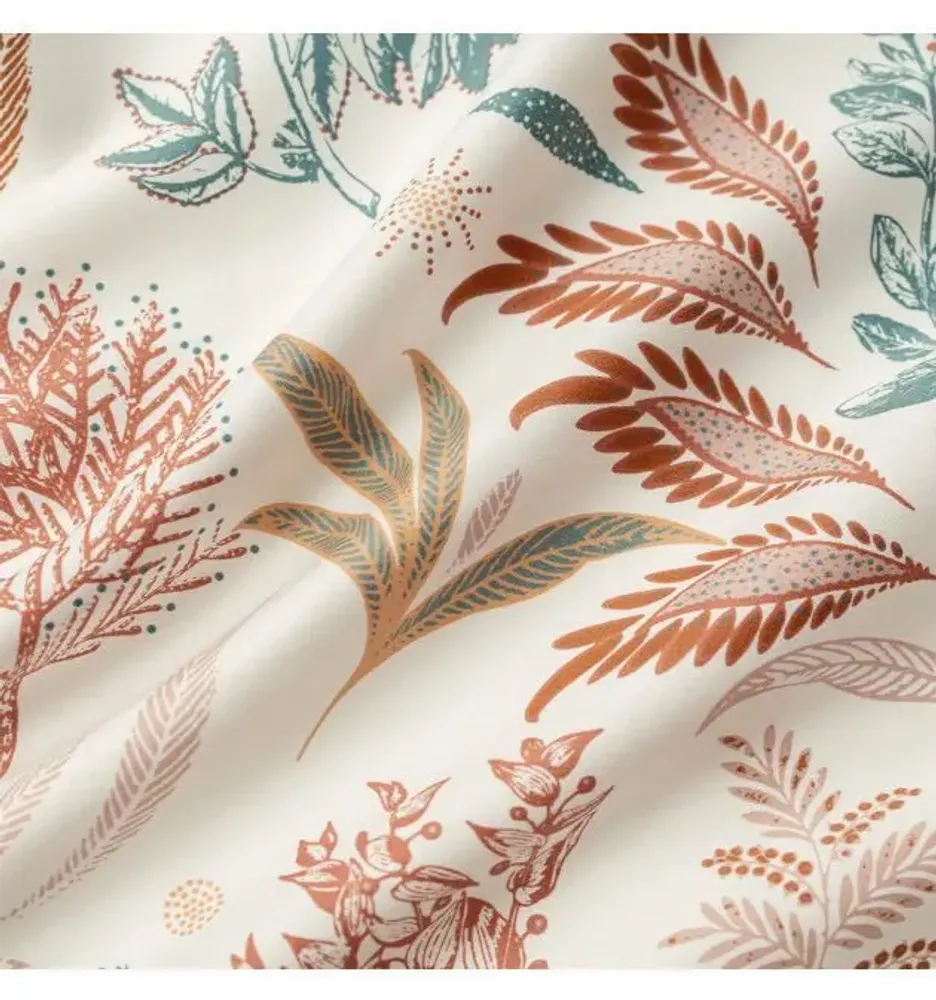 Bed linens - Double bed linen set, 100% Cotton Sateen, Coral Garden - DILIOS