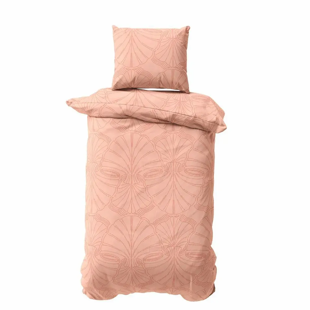 Linge de lit - Parure de lit simple, 100 % satin de coton, sable rose - DILIOS