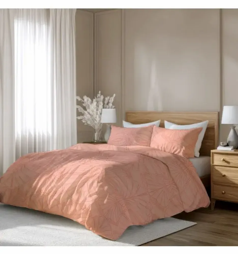 Bed linens - Double bed linen set, 100% Cotton Sateen, Pink Sand - DILIOS