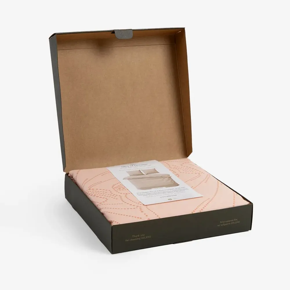 Bed linens - Double bed linen set, 100% Cotton Sateen, Pink Sand - DILIOS